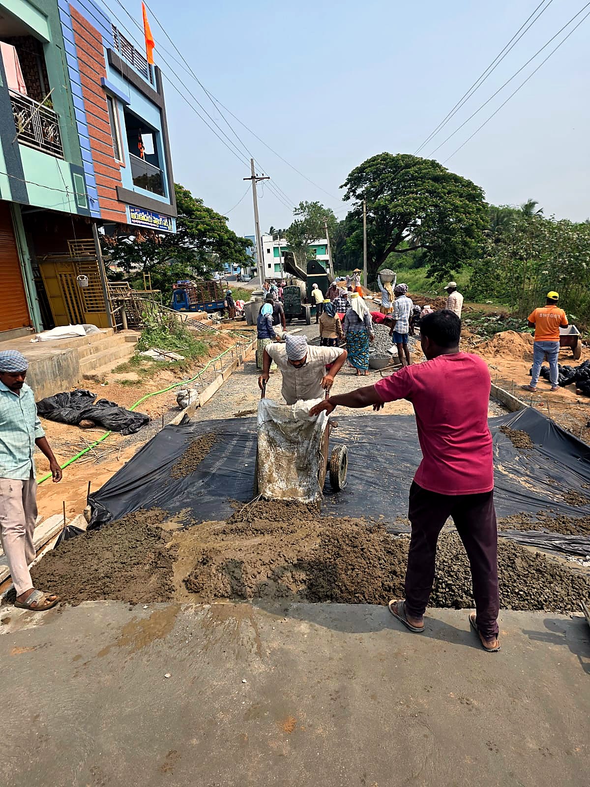 Concrete placement with site crew